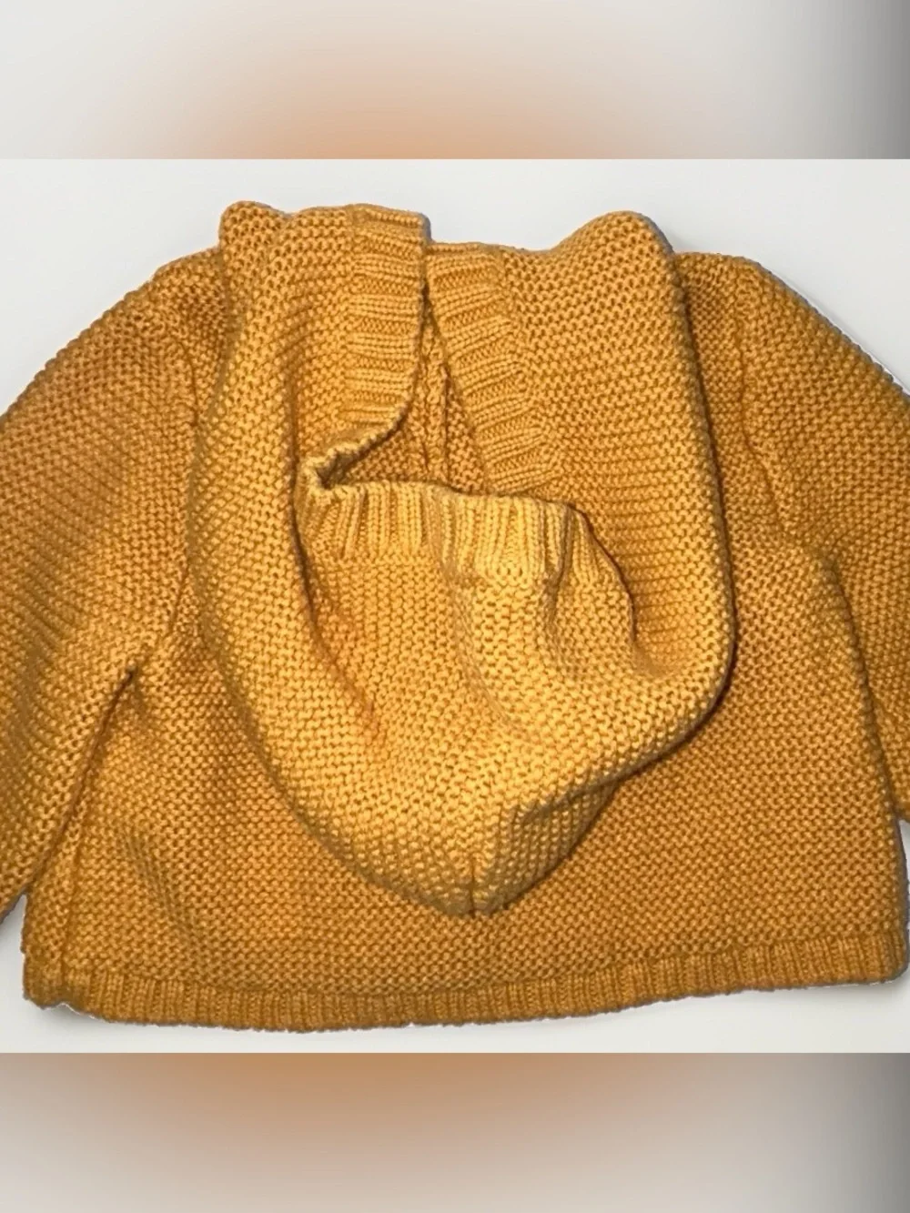Old Navy Baby 0-3M Mustard Yellow Hooded Knit Cardigan Sweater